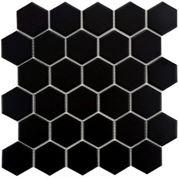Retro 2" x 2" Porcelain Glazed Mosaic in Matte Black (Set of 10)