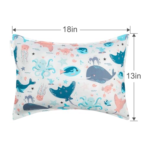 Image of ALVABABY Toddler Pillowcases Organic Cotton Fit 13 inchx 18 inch or 12 inchx16 inch Kids Pillow Cover Envelope for Girl Boy Travel 2 Pack(Pillowcase Only)