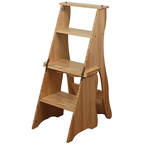 FALIYORS Step Chair/Step Stool/Ladder, Multi-Functional Convertible Folding Library Ladder Chair 4 Step Stool, Home Decorative Shelf Or Climb Step Maximum Load Bed Step Stools for High Beds