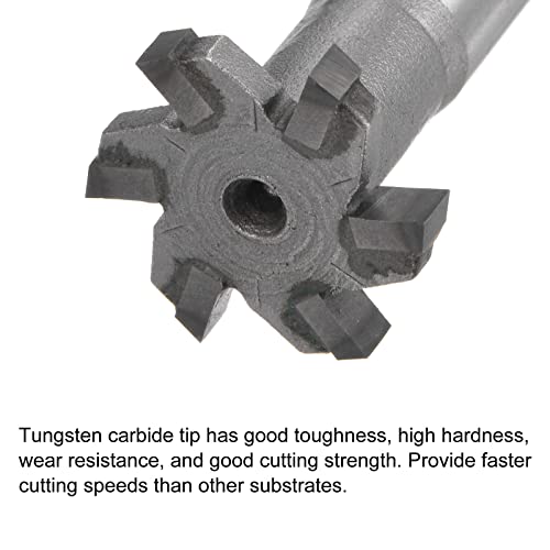 Image of uxcell T-Slot Milling Cutters, 4mm Depth 25mm Cutting Dia 12mm Shank Tungsten Carbide Tip 6 Flutes T Slot End Mill for Stainless Steel Copper Aluminum