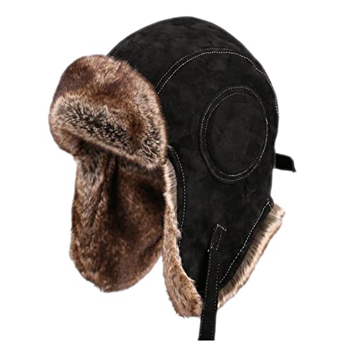 SaryEdge Unisex-Winterpilotenmütze, warm gefütterte Skimütze mit Ohrenklappen, russische Mütze, geeignet für Skifahren, Snowboarden usw. (DM)