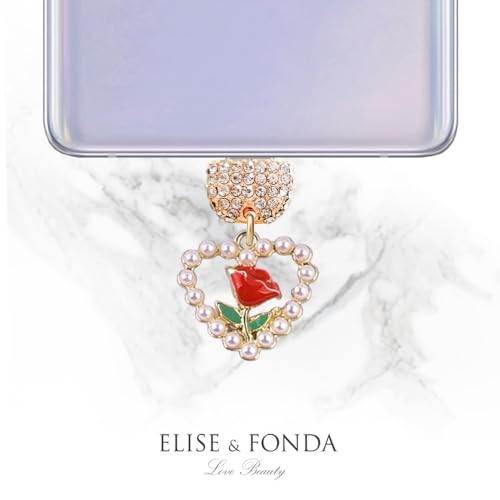Dije de corazón con rosa TP1012 para decorar tu móvil Android o iPhone 15 4