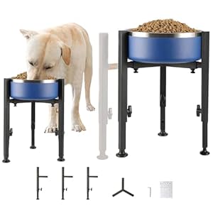 Support Gamelles Surélevées Réglable Acier Inoxydable, 4 Hauteurs Réglable, 6~11 Pouces Largeur Réglable, Antidérapant Porte-Gamelles de Chien pour Petits Chien Chat, Moyens et Grands Noir