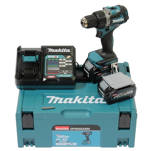 Makita DF002GA202 Akku-Bohrschrauber 40V max. / 2,0 Ah, 2 Akkus + Ladegerät im MAKPAC, Petrol