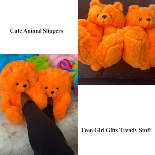 Teddy Bear Slippers, Christmas Cute Winter Warm Fluffy Fuzzy Soft Cute Animal Slippers Women House Indoor Cartoon Women Girls3