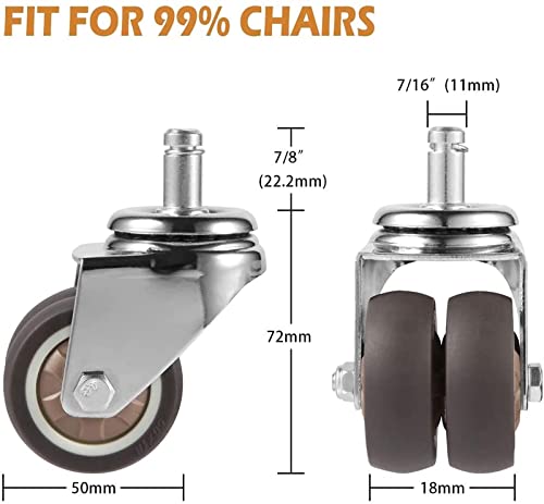 Ruedas de silla de oficina premium de goma con rodamiento suave 4