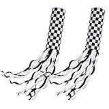 Tingjoo 2 Pcs 51inch Indy 500 Windsock Checkered Black and White Racing Flag Car Race Flag Wind Sock Door Hanger for Outdoor Yard Garden Birthday Party Decoration