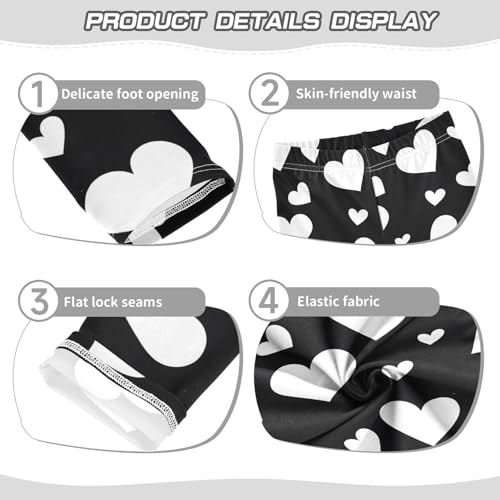 ALAZA Girls' Leggings Children's Yoga Pants Skinny Printed Dance White Heart Black Comfortable 4T2