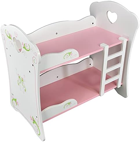 The Magic Toy Shop Bibi Doll - Dolls Wooden Bunk Bed Cot Bed Doll Furniture Set for Baby Dolls and Reborn (Bunk Bed)