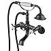 Clawfoot Bathtub Faucet Wall Mount with Hand Held Shower Faucet Set Oil Rubbed Bronze Black Double Cross Handle with 3-3/8 Inch Center with Adapter Adjustable Swing Arms