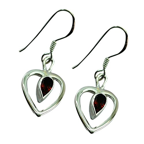 Boucles d'oreilles grenat argent sterling anti-allergie pour femme