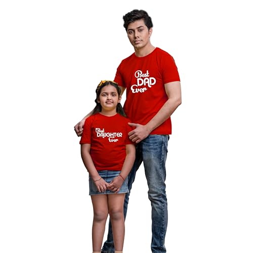Image of Dad Daughter Combo T-Shirts Best Dad Ever Best Daughter Ever Red