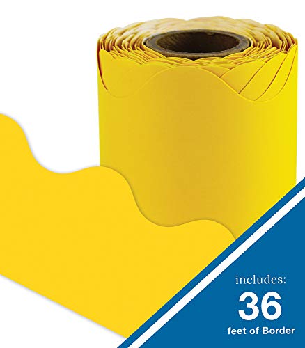 Carson Dellosa 36 Ft Scalloped Yellow Bulletin Board Borders, Classroom Borders For Bulletin Board, White Board, Cork Board, Locker, And Classroom Décor, Bulletin Board Trim #TOP1