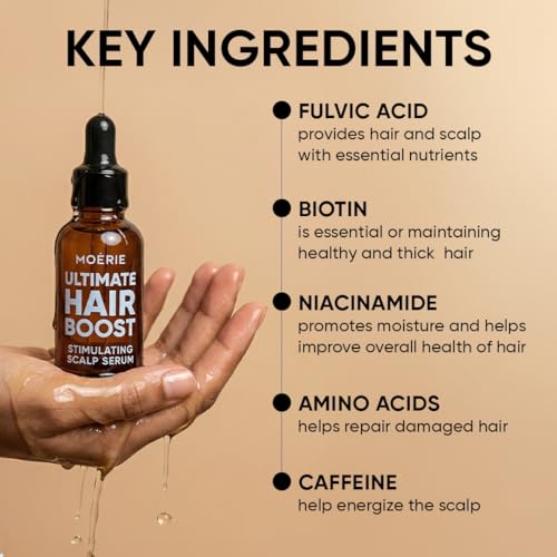 MOERIE Ultimate Hair Growth Serum for Natural Hair Regrowth & Thickening - Anti Thinning & Hair Loss Treatment for Women - Rapid Hair Growth Products - Scalp Oil Alternative - 1.69 fl oz / 50 ml