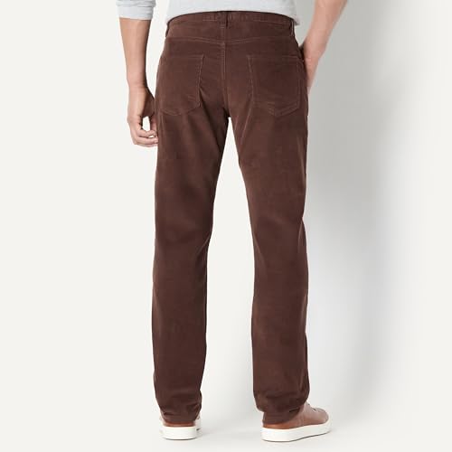 Amazon Essentials Men's Straight Fit 5 Pocket Corduroy Trouser, Rich Hazel, 34W / 32L