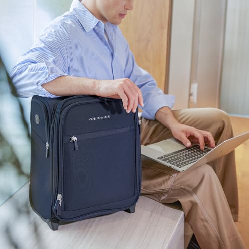 Image of Verage Underseat Carry On Luggage With Spinner Wheels, Navy Blue, 16-Inch Rolling Pro, Softside