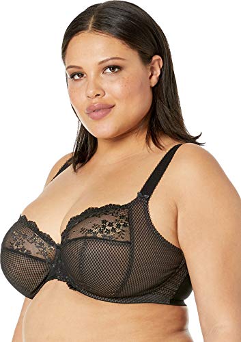 Image of Elomi Women's Charley Stretch Plunge Bra: Stretch Lace & Mesh, Racerback Option. Low Plunge UK Sizes D-JJ, US Sizes D-N