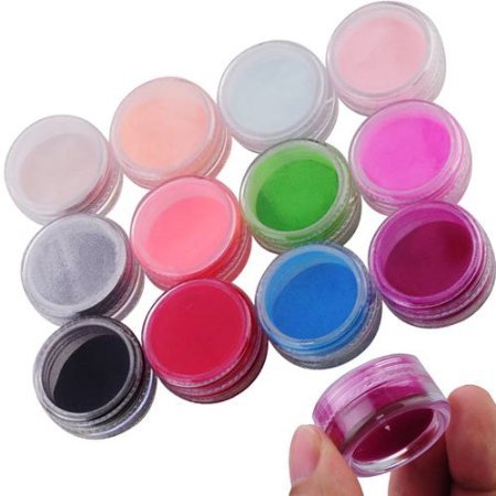 12-Color Pretty 3D Nail Art Acrylic Powder Manicure Tips
