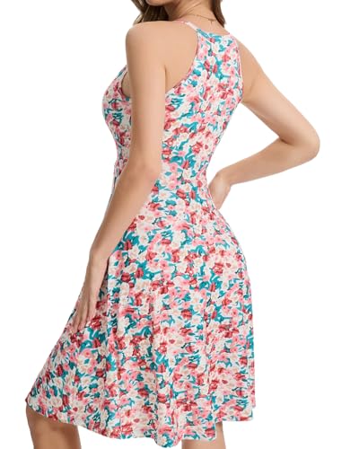 Image of ANYFITTING Built in Bra Halter Dresses for Women 2026 Summer Pockets Dress Flowy Midi Sundresses Beach Vacation
