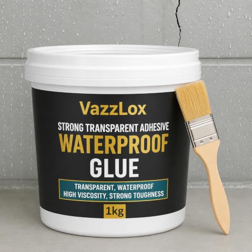 Image of VazzLox Waterproof Glue for Leakage Strong & Transparent Water Proof Glue Plus Brush Epoxy Resin for Water Proofing for Indoor & Outdoor Crack Seal Agent Roof Water Leakage Glue Adhesive Sealant 1kg