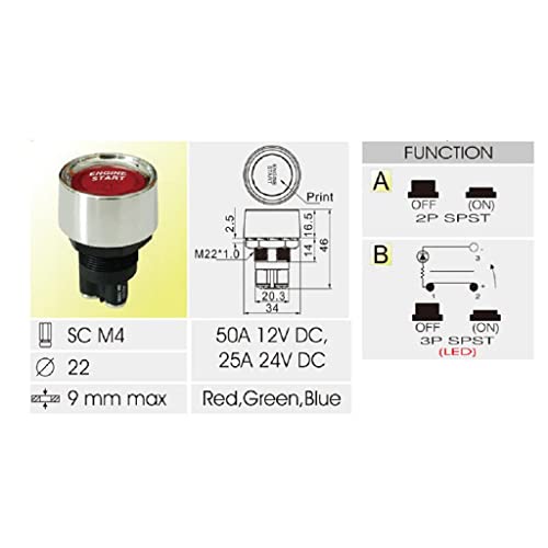 Interrupteur d'allumage universel bouton-poussoir de démarrage 12V pour moto auto - 2