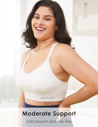 Image of HOFISH Support Nursing Bras for Breastfeeding Medium Impact Maternity & Nursing Sports Bra Seamless Racerback Pregnancy Bra