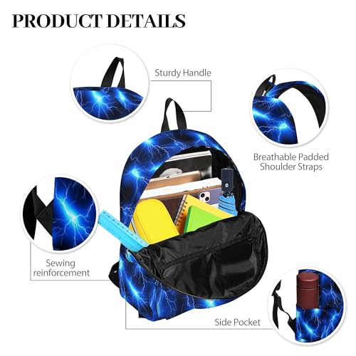 Image of Lightning Printed Backpack Set for Boys Kids, 3Pcs Bookbag with Pencil Case for Back to School, 17 Inch Lightweight Laptop Backpack with Lunch Bag for Mens Teens Office, High School