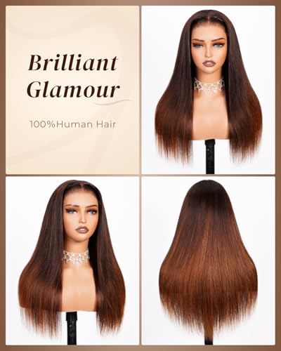 Image of Arabella 6x5 Brown Highlight Glueless Wigs Chocolate 210% Density 20inch