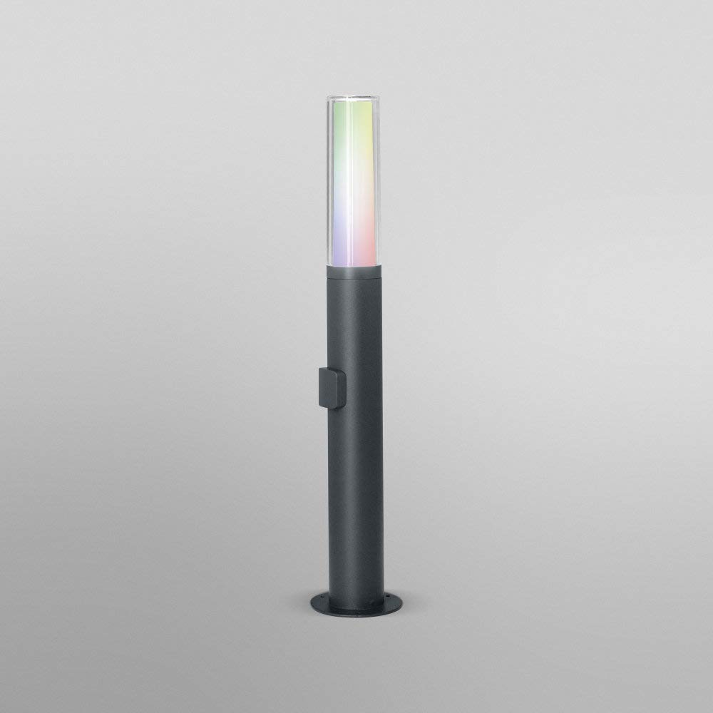 LEDVANCE Luce da esterno Smart LED, piantana con tecnologia WiFi, luce da esterno, colori RGB modificabili, dark gr. Alluminio, 60 cm, compatibile con Google e Alexa Voice Control, SMART+ WIFI FLARE