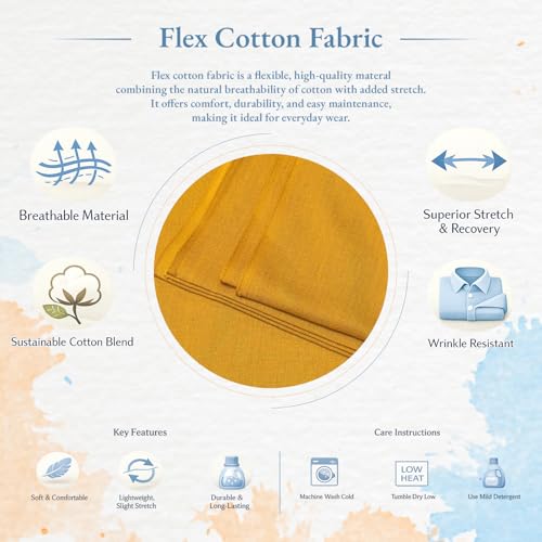 Image of Premium Cotton Flex Fabric for Sewing & Dressmaking | Soft, Breathable, Durable Material | Ideal for Kurtis, Shirts, Dresses, Home Decor & Crafts (Yellow, 1 Meter)