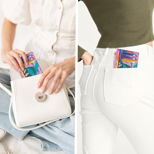 Image of Tipmile Womens Credit Card Holder Wallet, Small Slim RFID Blocking Sleeve | Mini Tiny Cute ID Case, Minimalist Zipper Pocket Wallet, Thin Coin Purse, Mothers Gift