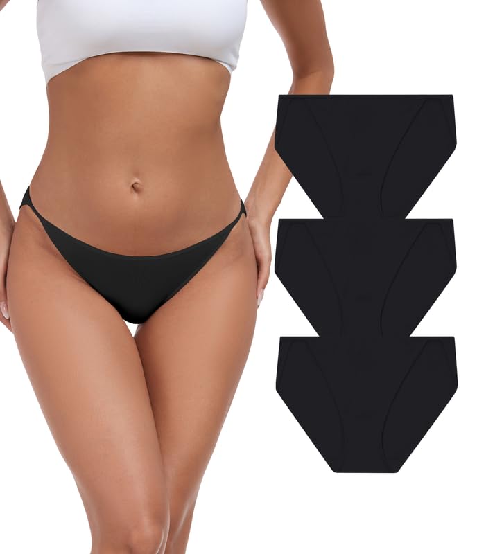 ANLIQI Women’s High Cut String Bikini Underwear Soft Modal Low Rise No Show Panties Plus Size Bikini Panties Multi Pack