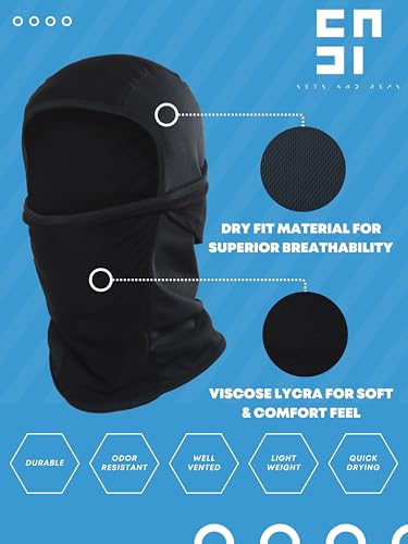 Image of inchPack of 2 Black & Blue Premium Face Mask for Bikers I Breathable Full Face Cover Balaclava for Men I Helmet Mask for Dust Protection