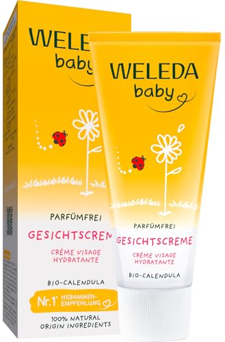 WELEDA Bio Baby Calendula Gesichtscreme parfümfrei Naturkosmetik Feuchtigkeitscreme mit Mandelöl & Bienenwachs zur Pflege von trockener Haut. Natürliche Gesichtspflege für Babys & Kinder (1x 50ml)