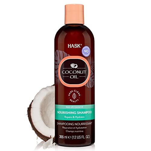 Cuidado Para El Cabello, Beauty HASK, Shampoo Nutritivo de Aceite de Coco, Repara e Hidrata, Mejora la Elasticidad, Libre de Sulfatos, Parabenos, Ftalatos y Gluten, 355 ml