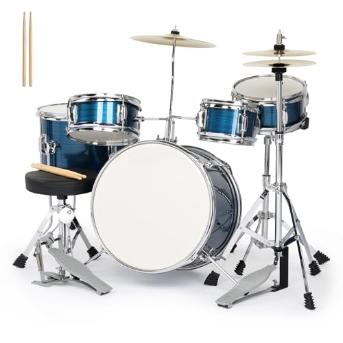 Ktaxon 5-Piece Complete Junior Drums Set, 14 Inch Beginners Drum Kit with Throne Stool, Pedal...