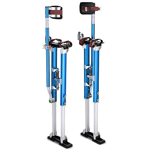 WeChef 36-50 inch Drywall Stilts Height Adjustable Aluminum Painting Tool Sheetrock Lift Non-slip for Cleaning Pruning Branches Blue YES0484
