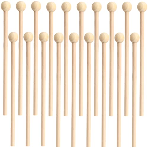 Foraineam 30 Pieces Wood Mallets Small Musical Drumsticks, 8.2 Inch Wooden Drum Sticks Percussion Mallets For Hand Drum, Glockenspiel, Xylophone, Chime, Woodblock And Bells #TOP6
