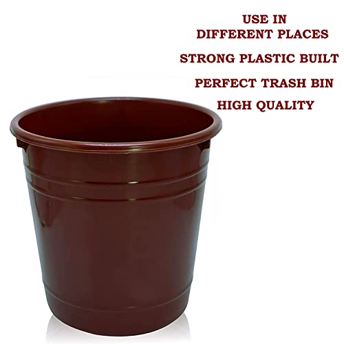 Image of Kuber Industries Plastic Dustbin|Portable Garbage Basket & Round Trash Can for Home,Kitchen,Office,College,5 Ltr.(Brown)