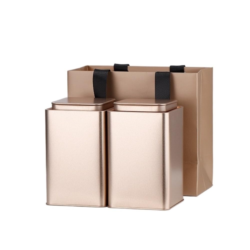 HLTYGWX Barattolo di Zucchero Contenitore per tè Sfuso Barattolo di Latta Quadrato Barattolo sigillato Barattolo Vuoto Set da tè Cinese retrò Confezione Regalo Doppia lattina Set Barattolo di
