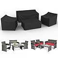 MUTUSHI Patio Furniture Cover Set 4 Piece Outdoor Furniture Cover Waterproof, 600D Heavy Duty Lawn Outdoor Patio Furniture Set Covers -Black Large