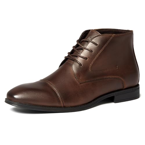 Image of Holy dove Mens Dress Boots Leather Oxford Chukka Boots | Hi-Poly insole,non-slip rubber outsole, business formal, ankle-high chukka Oxford style