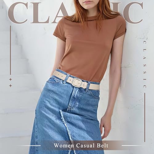 Casual Genuine Leather Belt for Women Gold Buckle Waist Belt for Jeans Pants Dresses3