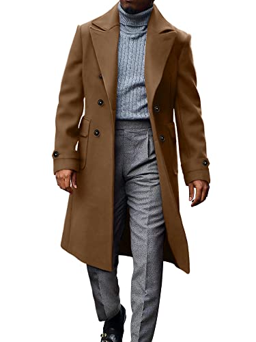 MNCEGEER Men's Double Breasted Trench Coat