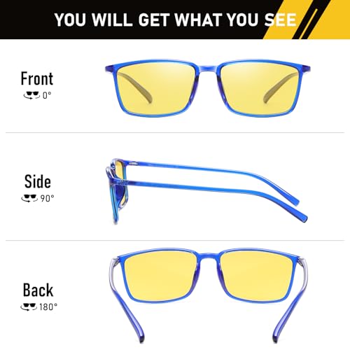 DUCO Round Women Polarized Night Vision Driving Anti Glare Yellow Glasses Polarized Reduce Glare and Enhance Vision 52063