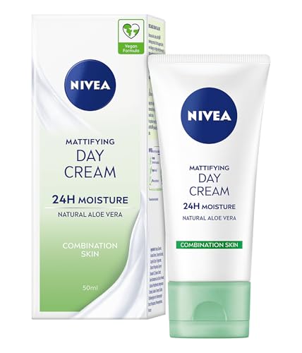 NIVEA 24H Mattierende Tagesfeuchtigkeitscreme mit Aloe Vera, Misch- und fettige Haut, 50 ml