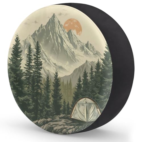 Image of Spare Tire Cover for RV Trailer, Forest Nature Tire Covers Universal Fit for Travel Trailer Camper Jeep RV SUV Truck Waterproof Wheel Cover (15 inch for Diameter 27 inch - 29 inch)