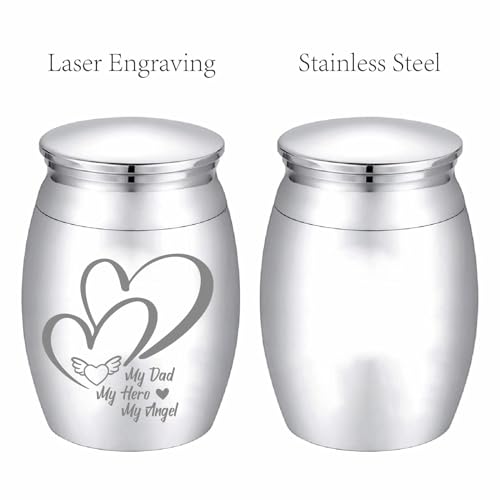 CREATCABIN Heart Engraving Small Keepsake Urn Pet Ashes Preserve Tiny Stainless Steel Cremation Urn Funeral Memorial Ashes Holder for Human Ashes Storage Waterproof Decorative Souvenir 1.57x1.18in - Image 3