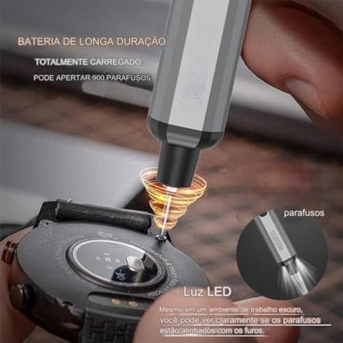 Mini Parafusadeira Elétrica Recarregável, Caneta Compacta de Precisão, Kit de Ferramentas Chave de E