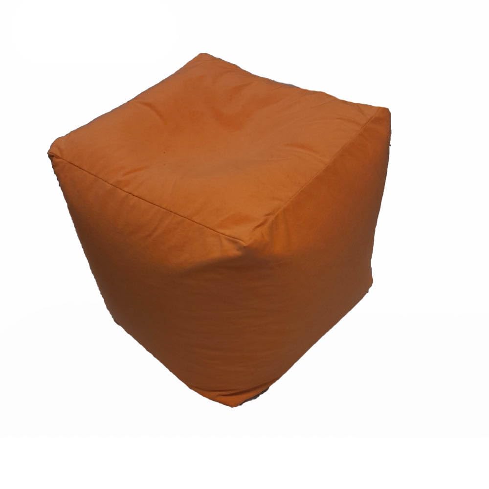 Cube Faux Suede Beanbag Pouffe Footstool Bean Bag Square Pouffe. Filling Included (Orange, Cube (45 x 45 x 45 cm))